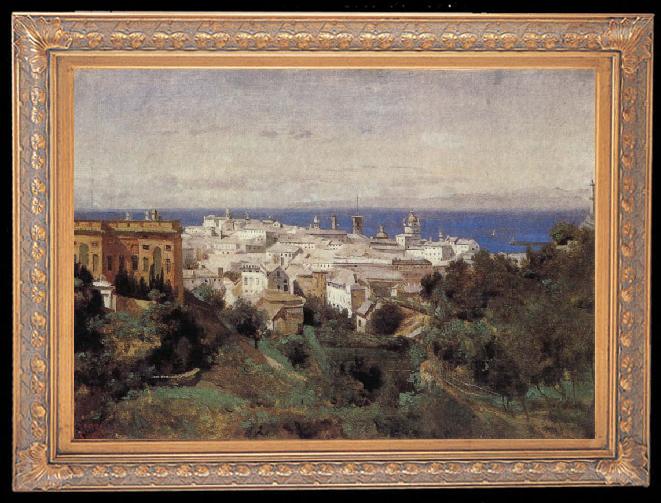 framed  Corot Camille View of Genoa, Ta157